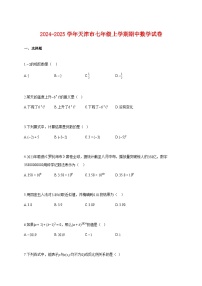 2024~2025学年天津市七年级上册期中数学试卷【附解析】