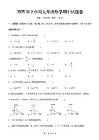 湖南省郴州市2025-2026学年上学期九年级数学期中试卷(图片版含答案)