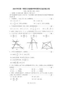 2025年上海市普陀区初三上学期期中数学试卷和答案