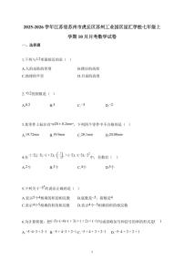 2025~2026学年江苏省苏州市虎丘区苏州工业园区星汇学校七年级上册10月月考数学试题（含解析）