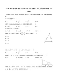 2025-2026学年河北省石家庄十七中九年级（上）月考数学试卷（10月份）-自定义类型