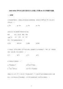 2025-2026学年河北省石家庄市七年级上册10月月考数学试卷（含解析）