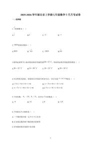 2025-2026学年湖北省上册七年级数学十月月考试卷（含解析）