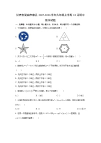 2025~2026学年甘肃省陇南市康县九年级（上）10月期中数学试题（学生版）