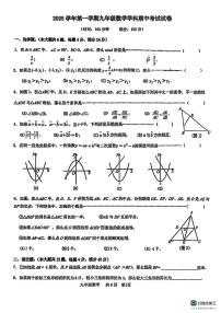 上海市普陀区2025-2026学年九年级上学期期中数学试卷