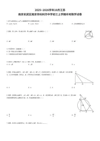 2025~2026学年10月江苏南京玄武区南京市科利华中学初三上学期月考数学试卷(有答案解析)