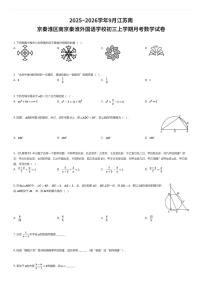 2025~2026学年9月江苏南京秦淮区南京秦淮外国语学校初三上学期月考数学试卷（有答案解析）