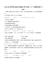 2025-2026学年四川省达州市渠县中学九年级（上）月考数学试卷（9月份）-自定义类型