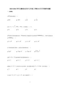 2025~2026学年安徽省安庆市七年级上学期10月月考数学试卷（含解析）