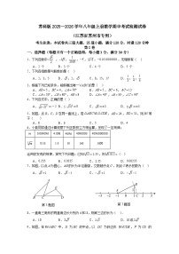 苏科版2025—2026学年八年级上册数学期中考试检测试卷（江苏省苏州市专用）