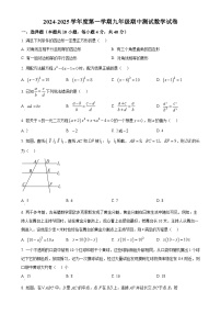 安徽省宿州市砀山县上学期九年级数学期中考试题（原卷版）-A4