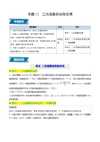 专题12 二次函数的实际应用（中考高频题型归纳与训练）-备战2025年中考数学真题（山东专用） 含答案