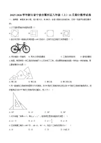 2025-2026学年浙江省宁波市鄞州区八年级（上）11月期中数学试卷-自定义类型