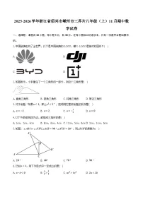 2025-2026学年浙江省绍兴市嵊州市三界片八年级（上）11月期中数学试卷