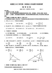 2025年上海市杨浦区初三上学期期中数学试卷含答案