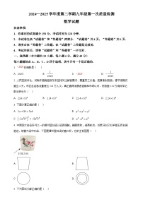 2025年安徽省六安市清水河学校九年级中考一模数学试题（原卷版）-A4