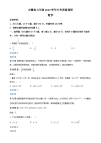 2025年安徽省六安市金寨县中考质量调研数学试卷 （解析版）-A4