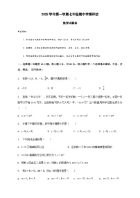 浙江省绍兴市元培教育集团2025-2026学年七年级上学期期中学情评估数学试题（含答案）