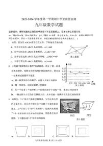 山东省枣庄市市中区2025-2026学年九年级上学期11月期中数学试题