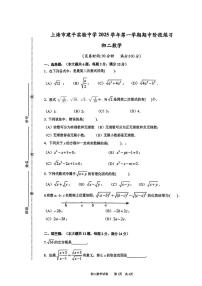 上海市建平实验中学2025-2026学年八年级上学期数学期中试卷