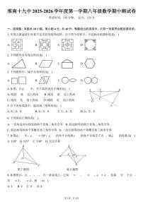 安徽省淮南市田家庵区淮南第十九中学2025-2026学年八年级上学期11月期中数学试题