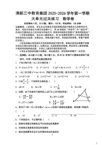 广东省清远市清新区清新三中教育集团联考2025-2026学年九年级上学期11月期中数学试题