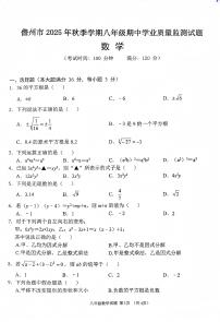 海南省儋州市2025-2026学年八年级上学期11月期中数学试题