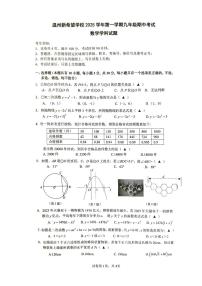 温州新希望学校2025学年第一学期九年级期中考试数学学科试题含答案）
