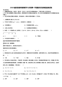 2026届安徽省枞阳县数学七年级第一学期期末质量跟踪监视试题含解析