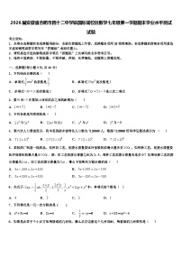 2026届安徽省合肥市四十二中学铁国际城校区数学七年级第一学期期末学业水平测试试题含解析