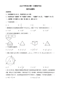 2025年安徽省滁州市明光市中考一模数学试题（原卷版）-A4