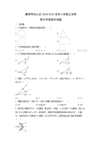 重庆市巫山县2024-2025学年八年级上学期期中考试数学试卷（学生版）