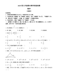 安徽省阜阳市名校大联考上学期九年级期末考试数学试卷（原卷版）-A4