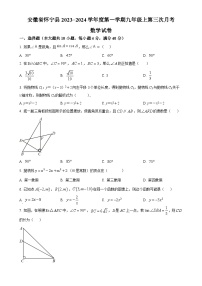 安徽省安庆市怀宁县九年级上学期第三次月考数学试题（原卷版）-A4
