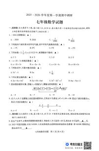江苏省徐州市沛县2025-2026学年七年级上学期11月期中数学试题