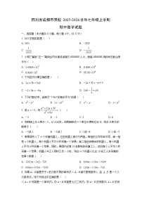四川省成都市某校2025-2026学年七年级上学期期中数学试卷（学生版）