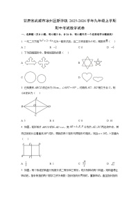 甘肃省武威市凉州区新华镇2025-2026学年九年级上学期期中考试数学试卷（学生版）