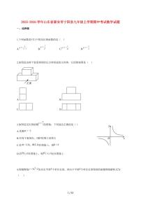 2025~2026学年山东省泰安市宁阳县九年级上学期期中考试数学检测试题【附解析】