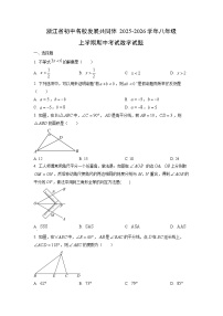浙江省初中名校发展共同体2025-2026学年八年级上学期期中考试数学试卷（学生版）