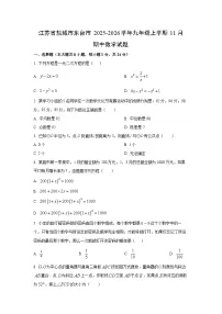 江苏省盐城市东台市2025-2026学年九年级上学期11月期中数学试卷（学生版）