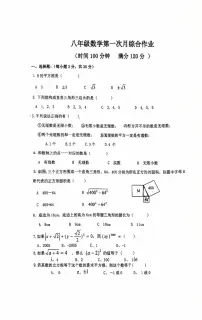 河南省郑州市树人外国语中学2025-2026学年上学期第一次月考八年级数学试卷