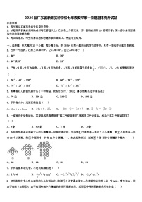 2026届广东省新朗实验学校七年级数学第一学期期末统考试题含解析