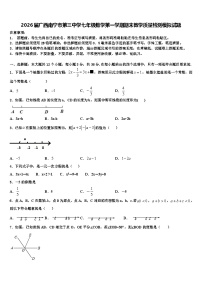 2026届广西南宁市第三中学七年级数学第一学期期末教学质量检测模拟试题含解析