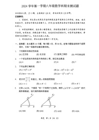 2024-2025学年八年级上学期广州市番禺区期末考试数学试卷（学生版）
