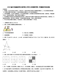 2026届江苏省南京师大附中树人学校七年级数学第一学期期末考试试题含解析
