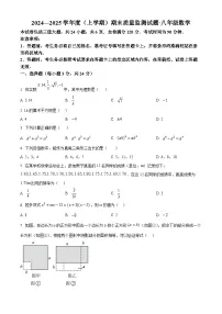 精品解析：吉林省长春市朝阳区2024-2025学年八年级上学期数学期末试题+答案