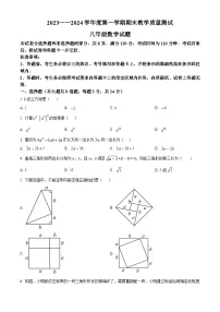精品解析：吉林省长春市九台区2023-2024学年八年级上学期期末数学试题+答案