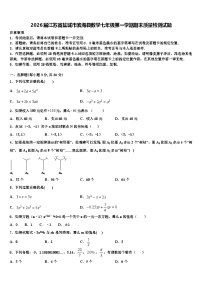 2026届江苏省盐城市滨海县数学七年级第一学期期末质量检测试题含解析