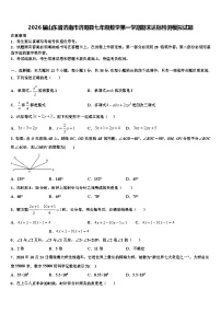 2026届山东省济南市济阳县七年级数学第一学期期末达标检测模拟试题含解析