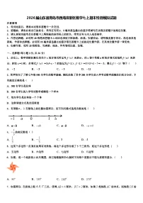 2026届山东省青岛市西海岸新区数学七上期末检测模拟试题含解析